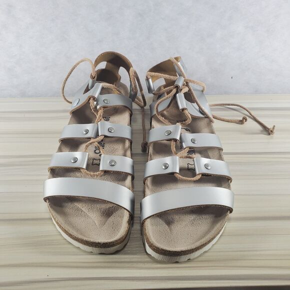 Papillio Birkenstock Cleo 39 Narrow Gladiator Silver Leather Sandals Metallic - Picture 2 of 8